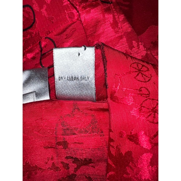 Chico's Red Silk Linen Blend Button Front Shirt Tropical Print Size L (2) Artsy - Picture 8 of 8